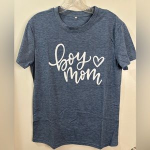 Women’s BOY MOM T Shirt Size S Small Blue NEW *measurements listed* Short Sleeve